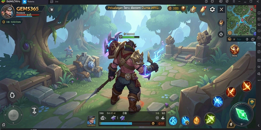 Gameplay seru dalam GEMS365 dengan karakter dan dunia yang menawan.