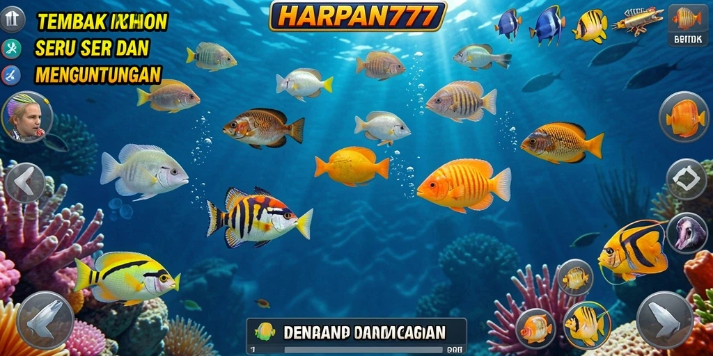 Tampilan gameplay menarik dari game Tembak Ikan HARAPAN777.
