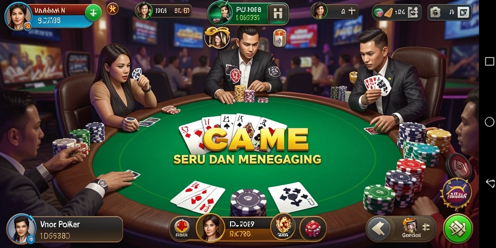 Screenshot gameplay ID6788 dengan aksi poker seru dan interaksi pemain.