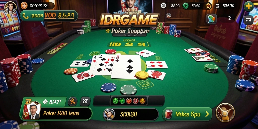 Tampilan menarik dari gameplay poker di IDRGAME.