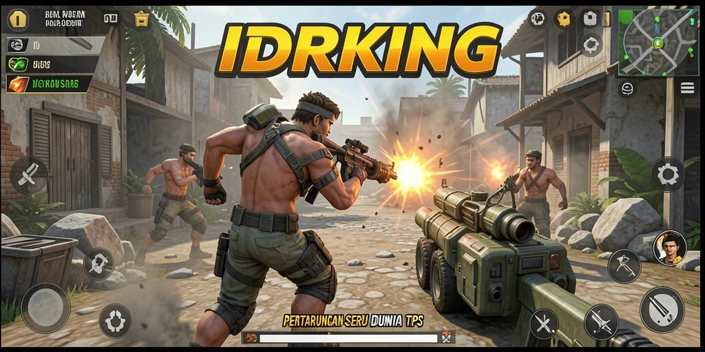 Screenshot menunjukkan aksi pertempuran seru dalam IDRKING, menampilkan grafis yang memukau.