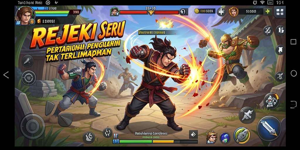 Tampilan screenshot <strong>REJEKI</strong> menampilkan pertarungan yang intens dan seru.