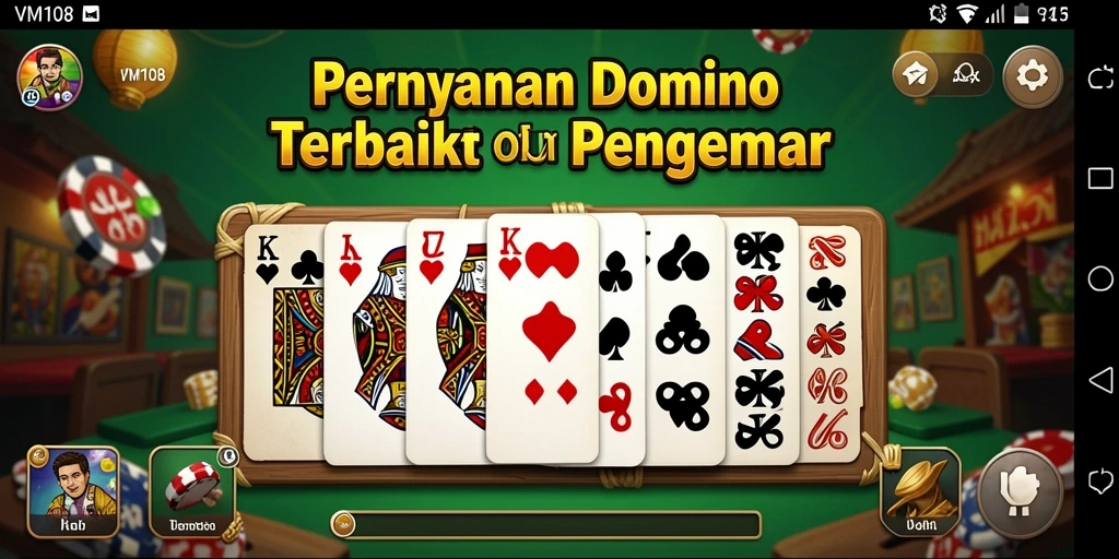 Tampilan gameplay Domino yang seru dan interaktif di VM108.